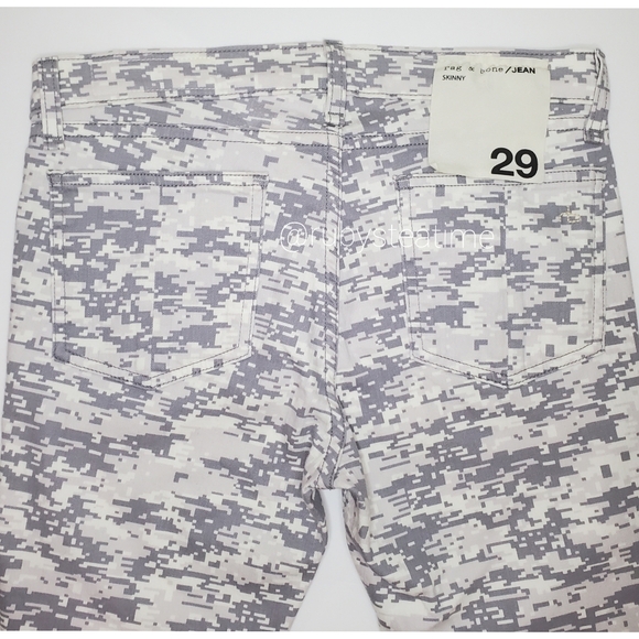 RAG & BONE Skinny Printed Jean, Grey Digi Camo Print, Tencel Blend,New With Tags - Picture 5 of 7